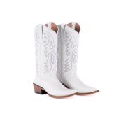 Classic White Calf Cowgirl Boots Snip toe