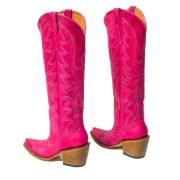 Crackle Hot Pink Fashion Heel Knee High Cowgirl Boots
