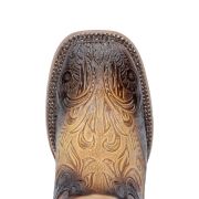 Gabriela Hand Tool Burnished Natural Tan Cowgirl Boots Whit Floral Embroidery Top