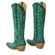Hadley Crackle Green Fashion Heel Knee High Cowgirl Boots