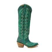Hadley Crackle Green Fashion Heel Knee High Cowgirl Boots