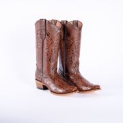 Handtooled Print Cognac Cowgirl Boots