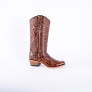 Handtooled Print Cognac Cowgirl Boots