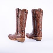 Handtooled Print Cognac Cowgirl Boots