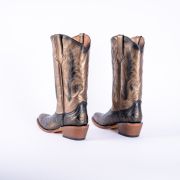Handtooled Print Gold Cowgirl Boots With Burnished Gold Top