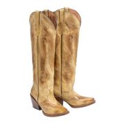 Hazel Burnished Sand Fashion Heel Knee High Cowgirl Boots