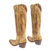 Hazel Burnished Sand Fashion Heel Knee High Cowgirl Boots