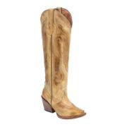 Hazel Burnished Sand Fashion Heel Knee High Cowgirl Boots