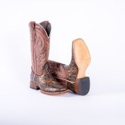 Jungle Handtooled Brown Print Cowgirl Boots With Italo Orix Top