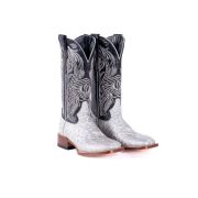 Jungle Handtooled White & Silver Cowgirl Boots With Volcano Black Top