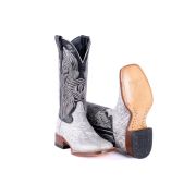 Jungle Handtooled White & Silver Cowgirl Boots With Volcano Black Top