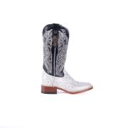 Jungle Handtooled White & Silver Cowgirl Boots With Volcano Black Top