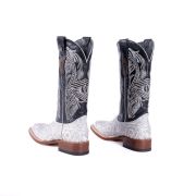 Jungle Handtooled White & Silver Cowgirl Boots With Volcano Black Top