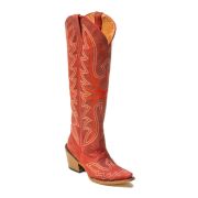 Kendra Crackle Red Fashion Heel Knee High Cowgirl Boots
