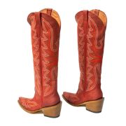 Kendra Crackle Red Fashion Heel Knee High Cowgirl Boots