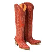 Kendra Crackle Red Fashion Heel Knee High Cowgirl Boots