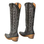 Oakley Crackle Black Fashion Heel Knee High Cowgirl Boots