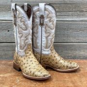 Ostrich Print Orix Cowgirl Boots Whit Indians Bone
