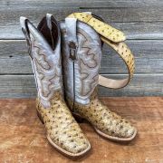 Ostrich Print Orix Cowgirl Boots Whit Indians Bone