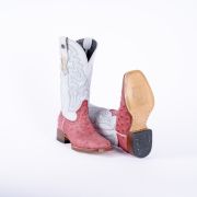 Ostrich Print Pink Cowgirl Boots With Montana Ice Top