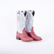 Ostrich Print Pink Cowgirl Boots With Montana Ice Top