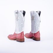 Ostrich Print Pink Cowgirl Boots With Montana Ice Top