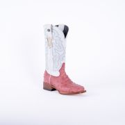 Ostrich Print Pink Cowgirl Boots With Montana Ice Top