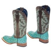 Ostrich Print Turquoise Cowgirl Boots Whit Mad Dog Brown Top