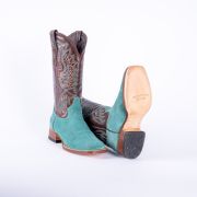 Ruff Out Turquoise Cowgirl Boots With Volcano Cognac Top