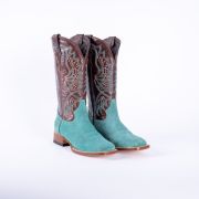 Ruff Out Turquoise Cowgirl Boots With Volcano Cognac Top