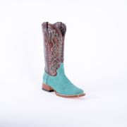 Ruff Out Turquoise Cowgirl Boots With Volcano Cognac Top