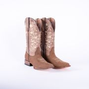 Turn-in Crazy Brown Cowgirl Boots With Floral Embroidery Top