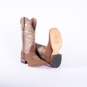 Turn-in Crazy Brown Cowgirl Boots With Floral Embroidery Top
