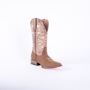 Turn-in Crazy Brown Cowgirl Boots With Floral Embroidery Top